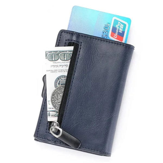 Streamlined Security: Smart Credit Card Holder in Carbon Fiber Wallet with Coin Purse