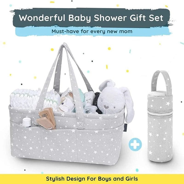 Baby Diaper Caddy Organizer with Multi Pockets - Foldable Felt Storage Bag