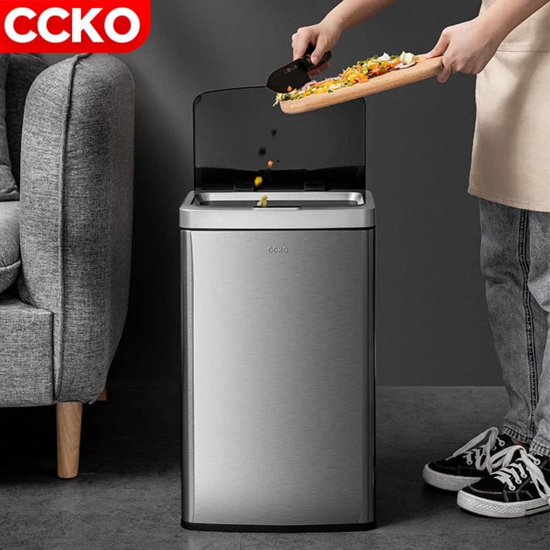 Luxury Redefined: 30L Gold Stainless Steel Smart Sensor Trash Can for Home, Hotel, and Restaurant