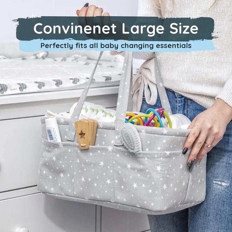 Baby Diaper Caddy Organizer with Multi Pockets - Foldable Felt Storage Bag