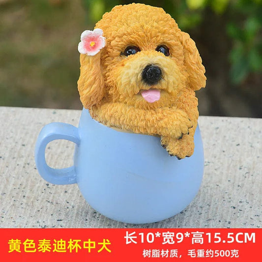 Playful Perfection: Hand-Painted Teddy Dog Resin Crafts, Not Easily Deformed
