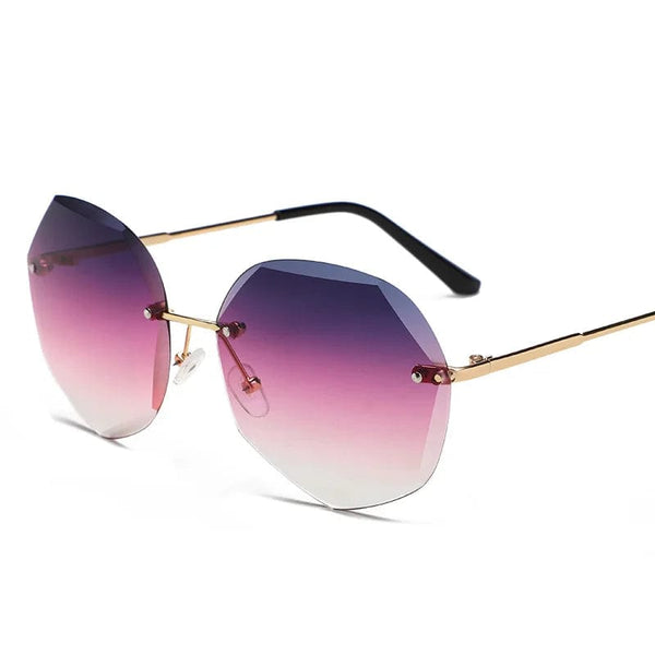 Stylish UV400 Oversized Rimless Sunglasses for Women - Trendy Fashion Eyewear