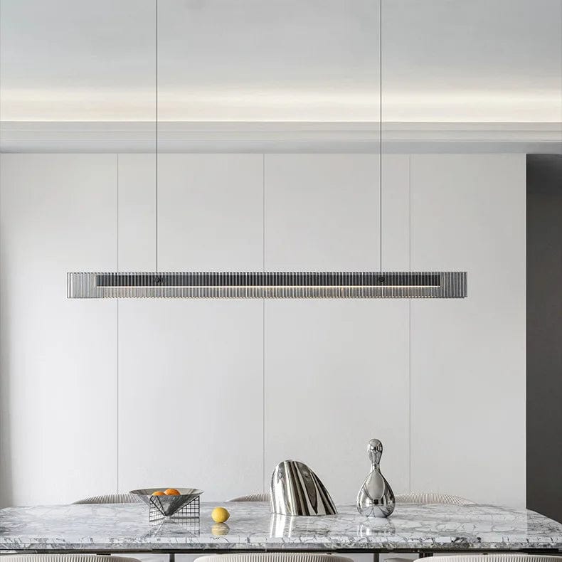 Sleek Simplicity: Modern Minimalist Glass Strip Hanging Lamp - Black and Gold Elegance for Home and Restaurant