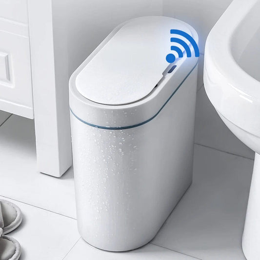 Innovative Convenience: Waterproof Narrow Seam Sensor Trash Can for Bathroom, Bedroom, and More