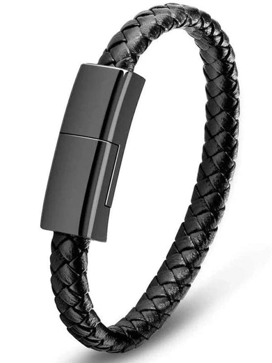 Elevate your style and stay connected with our Leather Braided Bracelet Data Charger