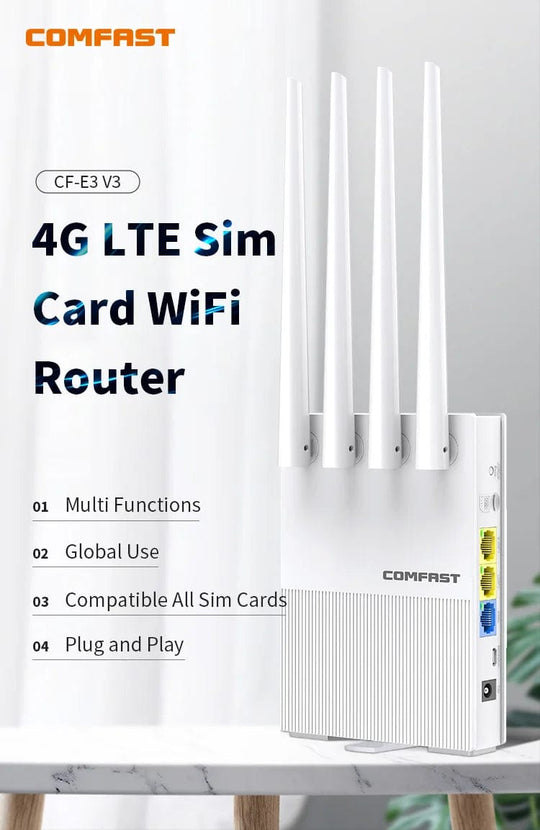 Comfast Wireless LTE Mobile Hotspot WiFi 4G Router and Sim Card Support