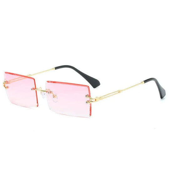 Trendy Luxury Vintage Rectangle Sunglasses for Women: Oversized Rimless Shades