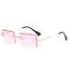 Trendy Luxury Vintage Rectangle Sunglasses for Women: Oversized Rimless Shades