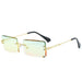 Trendy Luxury Vintage Rectangle Sunglasses for Women: Oversized Rimless Shades