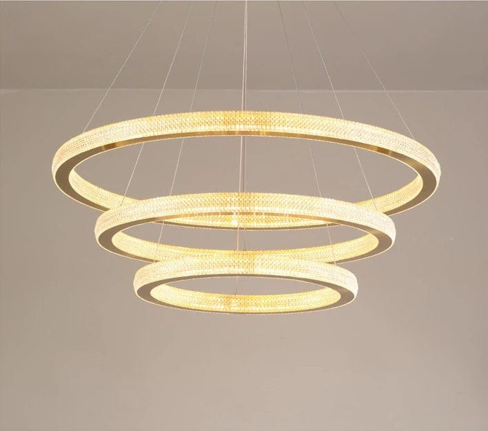 Nordic Elegance: Round Ring Pendant Light - Gold Chandelier for Bedroom, Living, and Dining Spaces