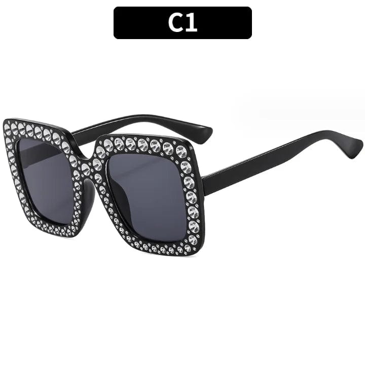 Luxury Oversize Retro Square Sunglasses with Rhinestone Bling: Newest Fashion for Women