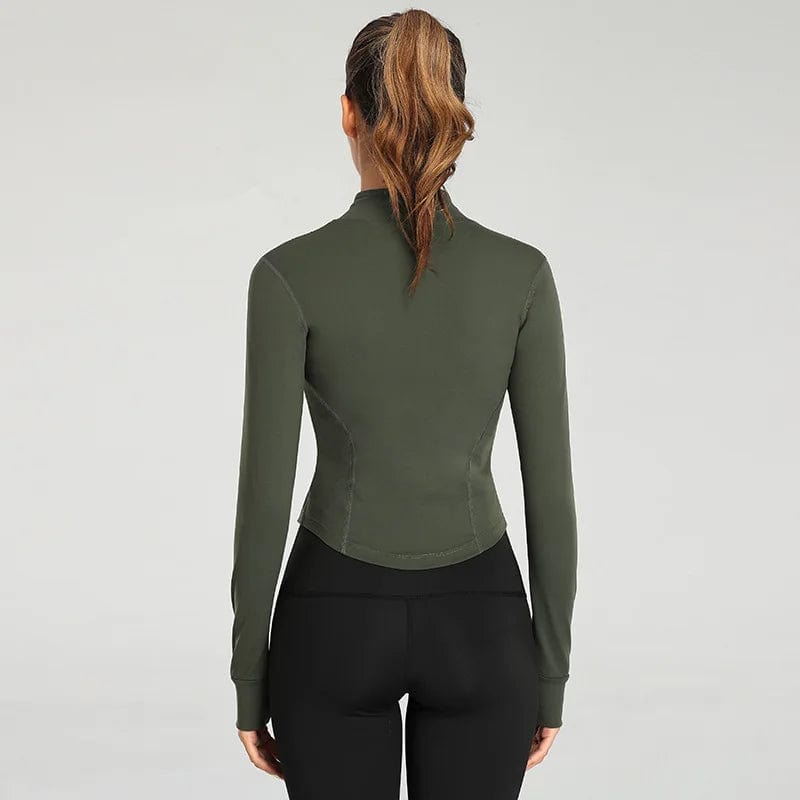 Chic Warmth: Unleash Style and Comfort with Zipper Long Sleeve Yoga Jackets for Women's Fitness