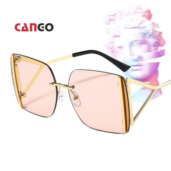 Square Oversized Rimless Sunglasses for Women - Stylish Female Shades