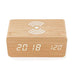 Wooden LED Alarm Clock: Digital Clock with Wireless Charger for Phones 5W/10W Qi