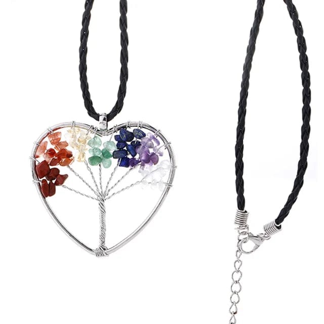 Embrace Serenity: Tree of Life Pendant Amethyst Rose Crystal Necklace for Chakra Harmony