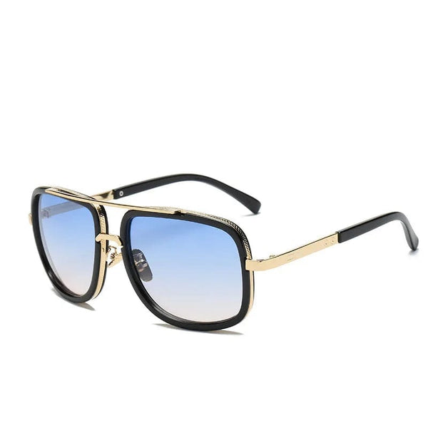 Fashion Designer Vintage Metal Frame Square Sunglasses for Men: Stylish Shades