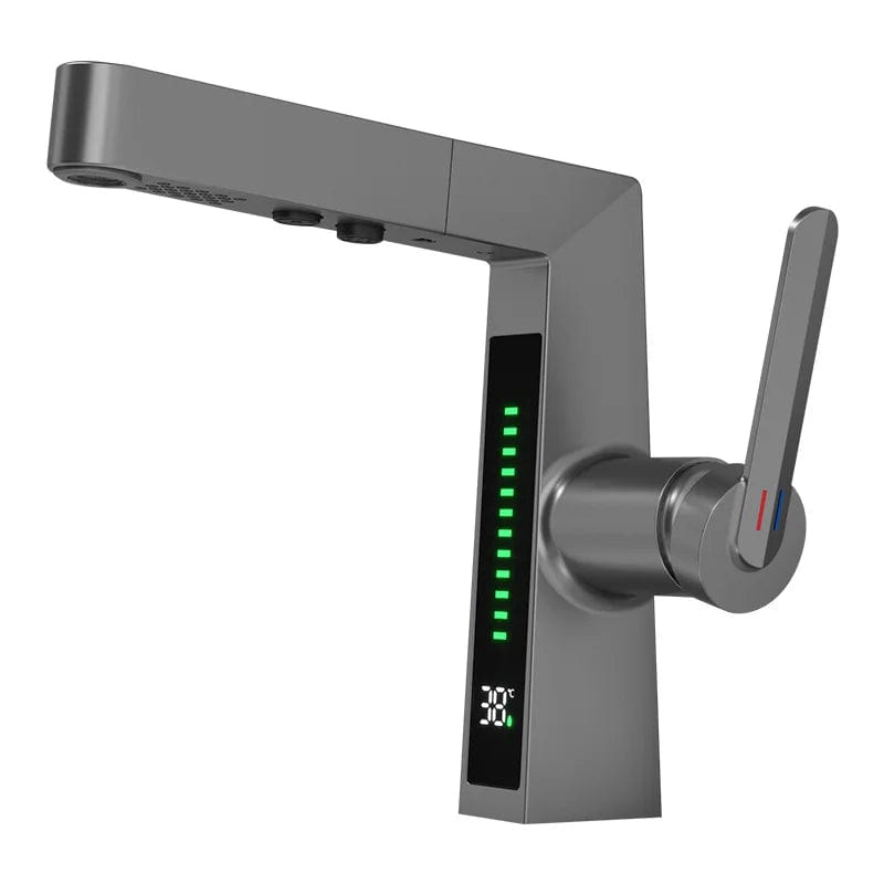 Upgrade Your Space: Single Handle Pull Out Faucet with Digital Display for Style and Convenience