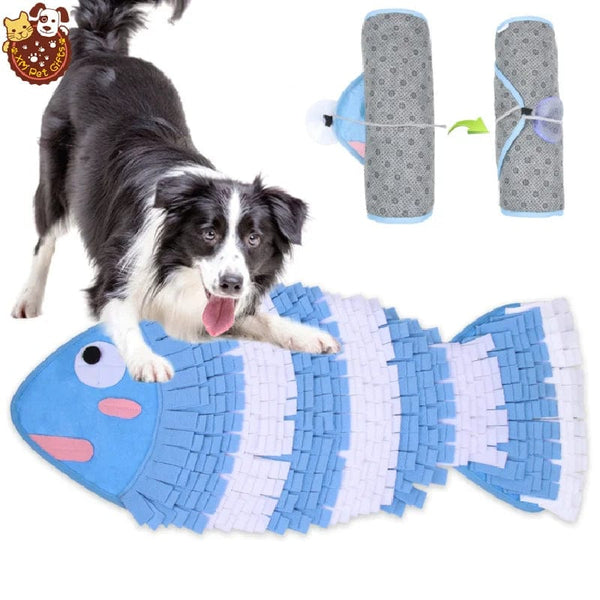 Luxury Fleece Large Blanket, Your Pet's Ultimate Fish Shape Puzzle Snuffle Mat