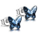 Crystal Butterfly Stud Earrings: 925 Sterling Silver for Girls