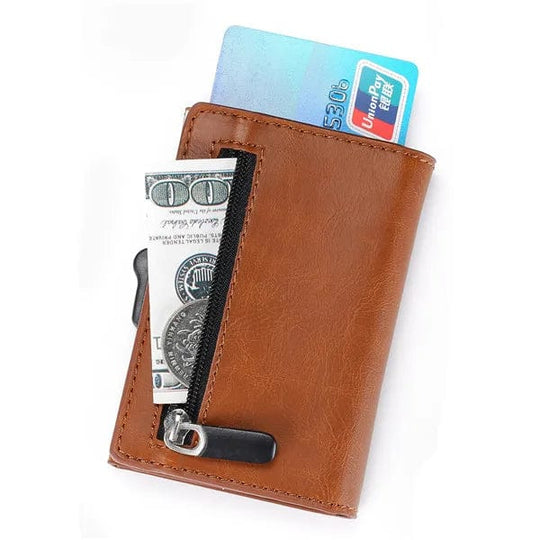 Streamlined Security: Smart Credit Card Holder in Carbon Fiber Wallet with Coin Purse