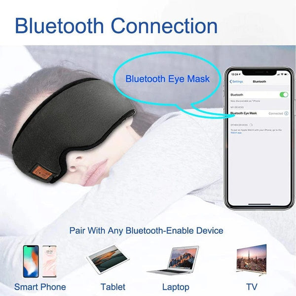 Bluetooth Sleeping Headphones Headband Thin Soft Elastic Comfortable Wireless Music Headphones Eye Mask Led Headband BK TYPE-C