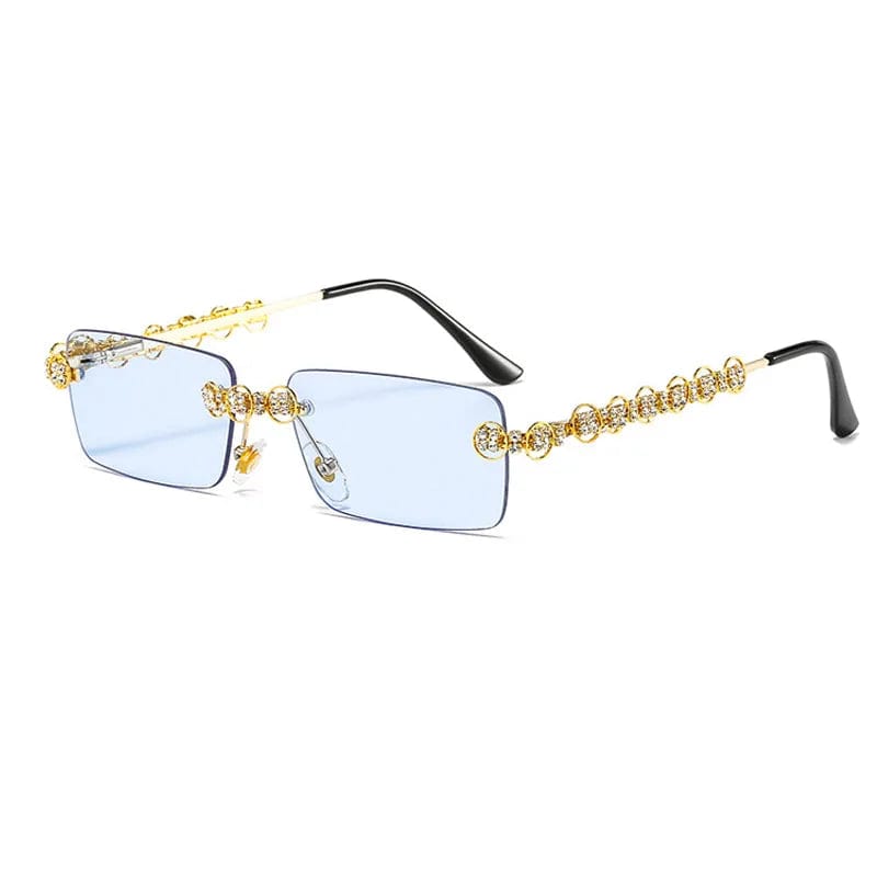 Fashionable Vintage Rimless Sunglasses with Bling Rhinestone Diamond Accents for Trendy Men and Women