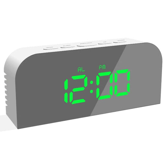 Modern Alarm Clock with USB Charger Ports Digital Mirror Alarm Clock Best Decorative for Table Bedroom Wall LED Time Clock
