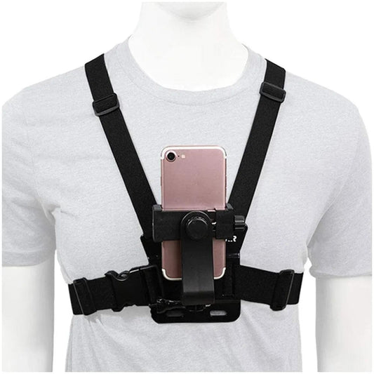 Kaliou 2-in-1 Adjustable Elastic Mobile Phone Holder Chest Mount Harness Strap - Sports Camera Accessories