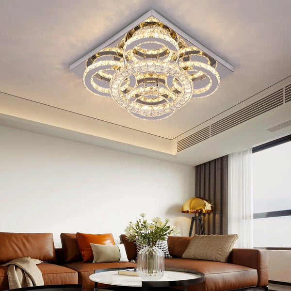 Dine in Elegance: Crystal LED Ceiling Lamp - Modern Dining Room Lighting for a Glamorous Experience