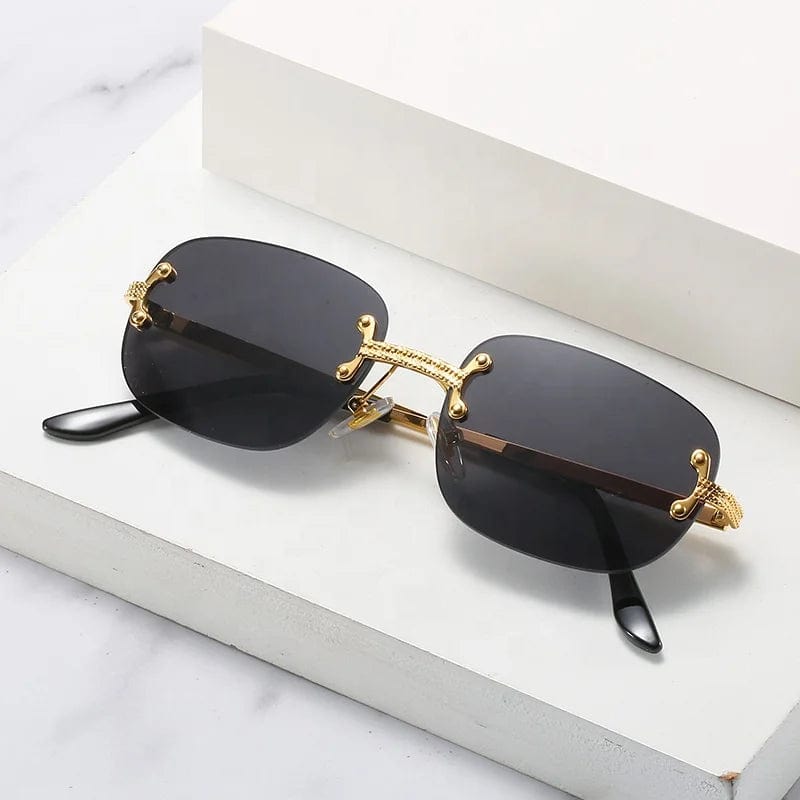 Trendy Vintage Rimless Sunglasses: Small Round Shape for Women and Men - Fashion Shades