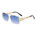 Double Bridge Stylish Rimless Sunglasses: Fashion Metal Vintage Leopard Head Women's Sun Glasses