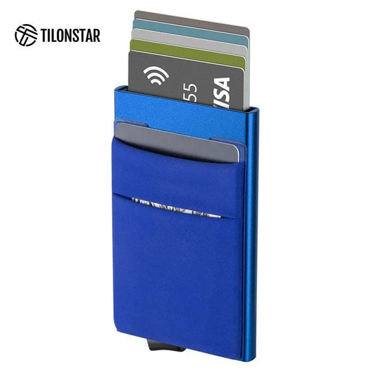 Aluminum Wallet With Elasticity Back Pouch ID Credit Card Holder RFID