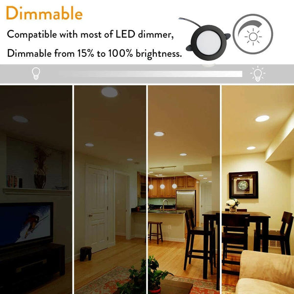 Dimmable LED Ceiling Lamp with Recessed Black Downlights - Perfect for Living Rooms and Bedrooms - 5W Fixture Light at 110V