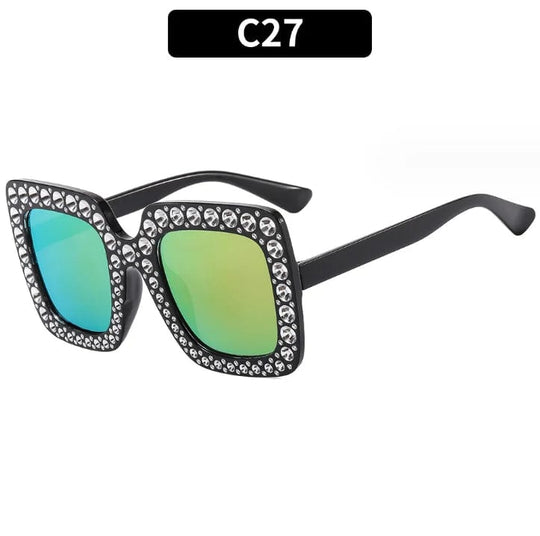 Luxury Oversize Retro Square Sunglasses with Rhinestone Bling: Newest Fashion for Women