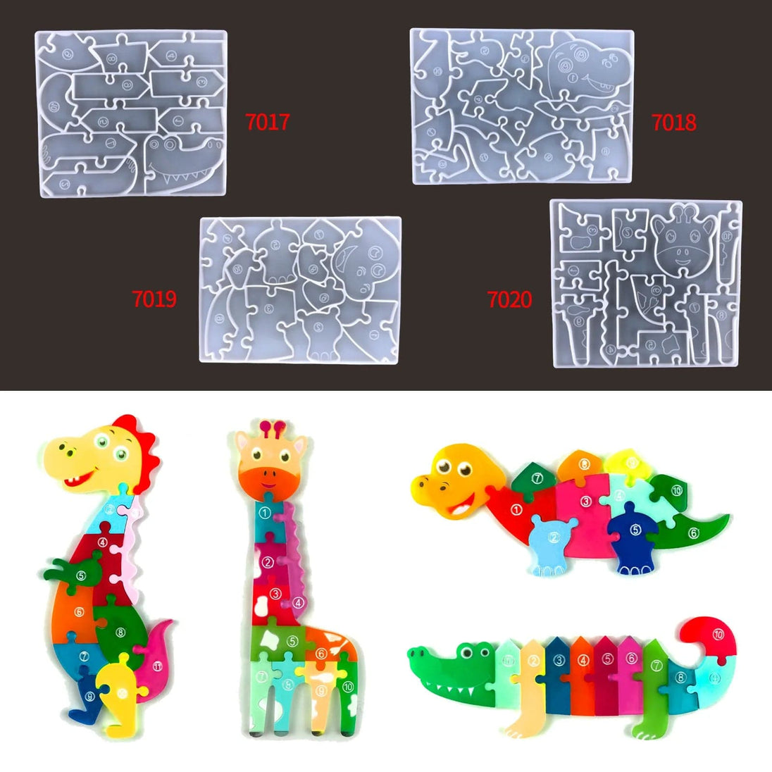 Craft Your Jurassic World: Dive into Creativity with our Silicone Epoxy Dinosaur Puzzle Molds