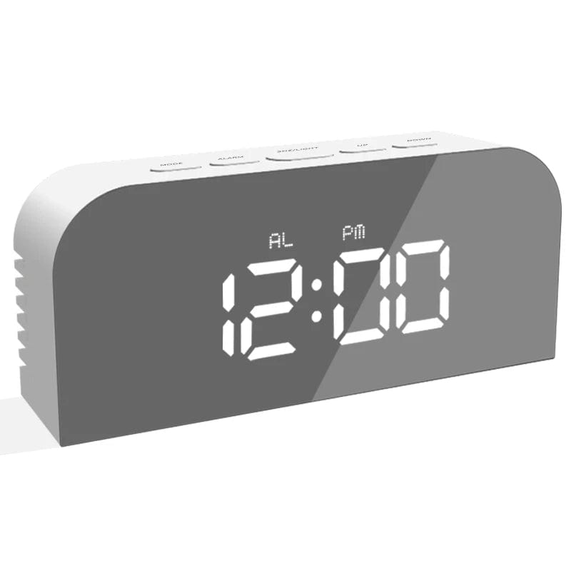 Modern Alarm Clock with USB Charger Ports Digital Mirror Alarm Clock Best Decorative for Table Bedroom Wall LED Time Clock