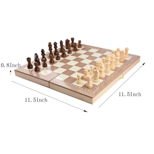 Experience Luxury with Our 3-in-1 Wooden Chess, Backgammon, and Checkers Set