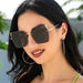 Elegant Gradient Sun Glasses with Hollow Out Design: Luxury Women's Shades with Metal Temples in Black and Brown