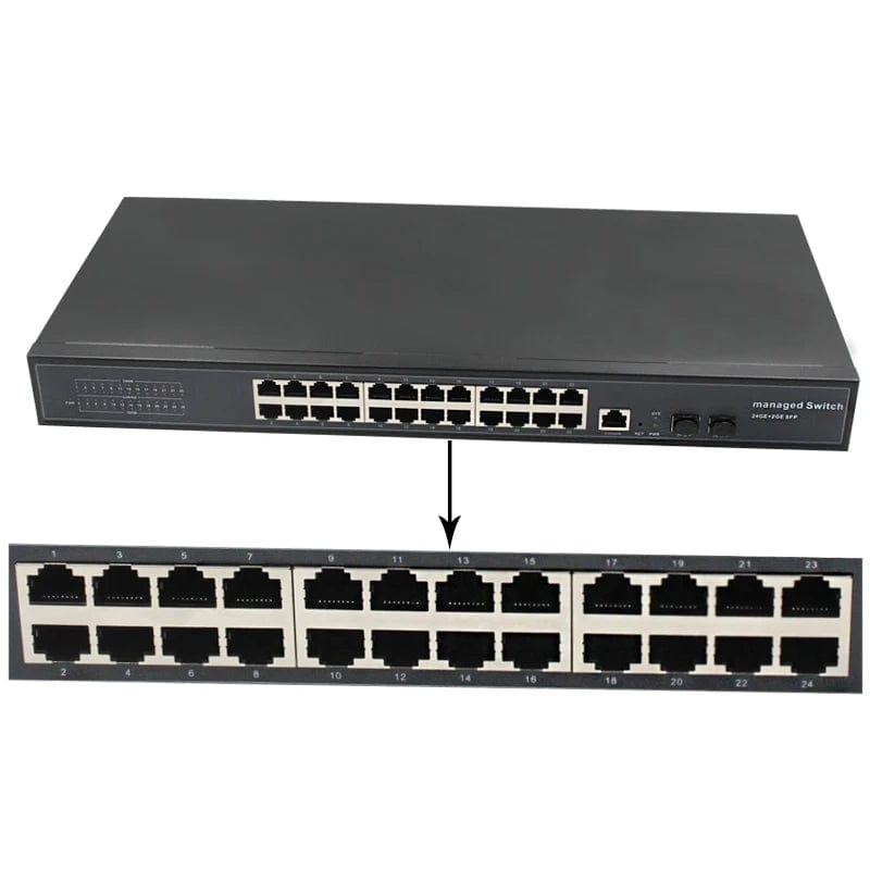 Tenda Metal Case Gigabit 24-Port Managed Ethernet Switch - High-Speed Desktop Network Switch