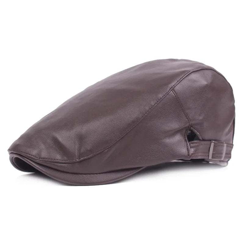 Classic with a Twist: Ivy Flat Golf Driving Cap in PU Leather - Retro Bere Redefined for Men