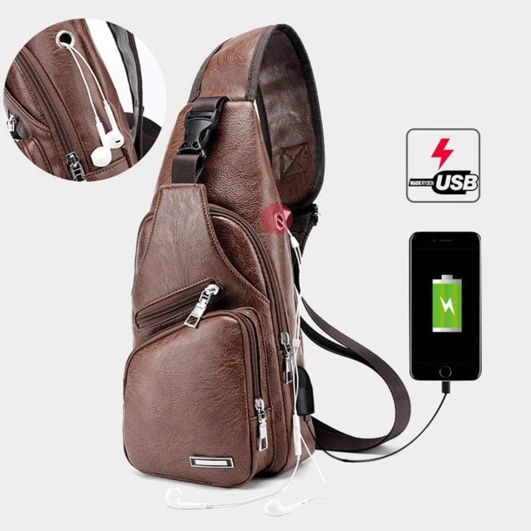 Durability Meets Style: Waterproof Leisure Shoulder Bag with USB Charging Port