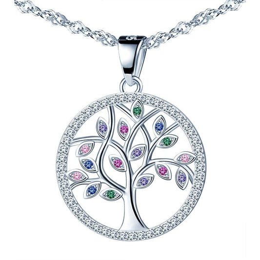 Gift for Mom: 925 Sterling Silver Tree of Life Pendant Necklace for Women
