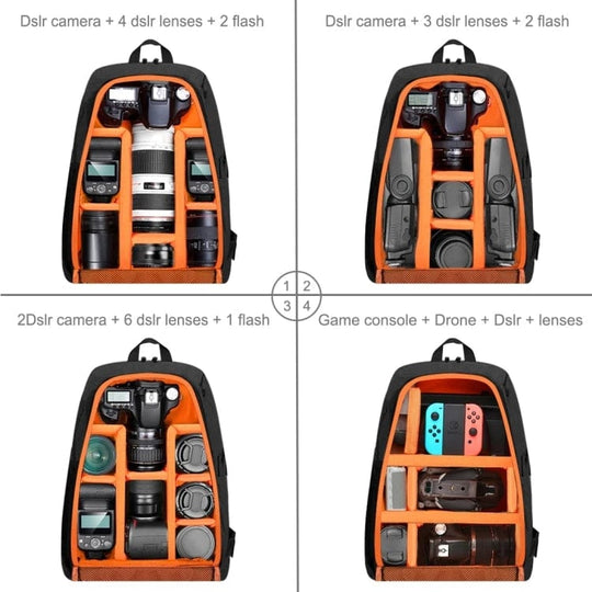 Portable Camera Bag - Waterproof, Scratch-proof Dual Shoulder Backpack