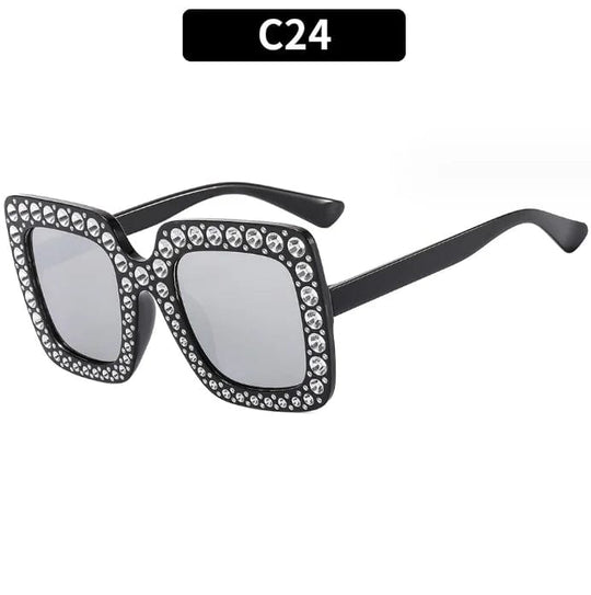 Luxury Oversize Retro Square Sunglasses with Rhinestone Bling: Newest Fashion for Women