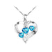 Diamond Inlaid Love Clavicle Necklace: Blue Three Heart Pendant for Women