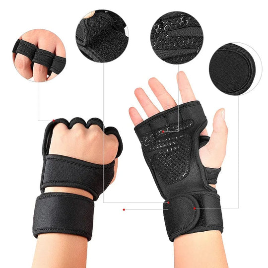 Sports Cross Training Gloves with Wrist Support for Fitness, Weightlifting Gym Workout & Powerlifting - Silicone Padding