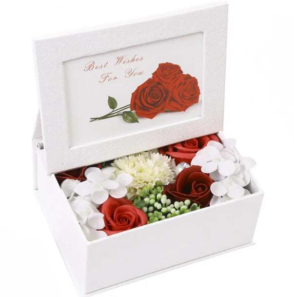 Elegance Unveiled: Soap Flower Gift Box with Carry Bag - Perfect for Valentine's Day Gifts.