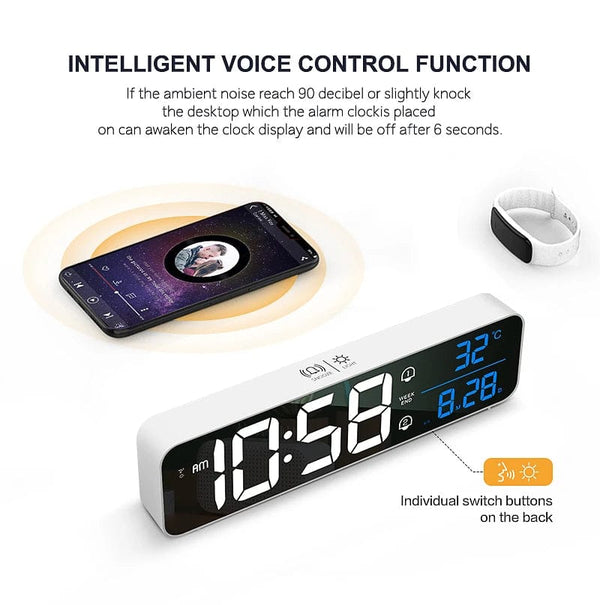 Digital & Analog Desk Alarm Clock with 2400mAh Lithium Battery: Nordic Style