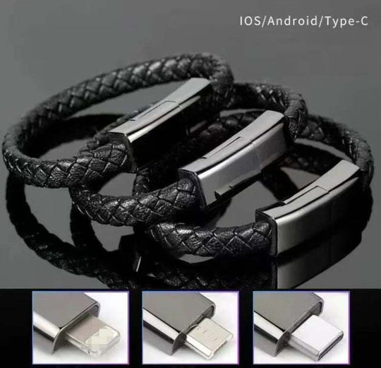 Elevate your style and stay connected with our Leather Braided Bracelet Data Charger