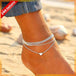 Elegant Two-Layered Heart-Shaped Anklet - Beach Jewelry, Female Anklet Chain, Foot Jewelry for a Stylish Look